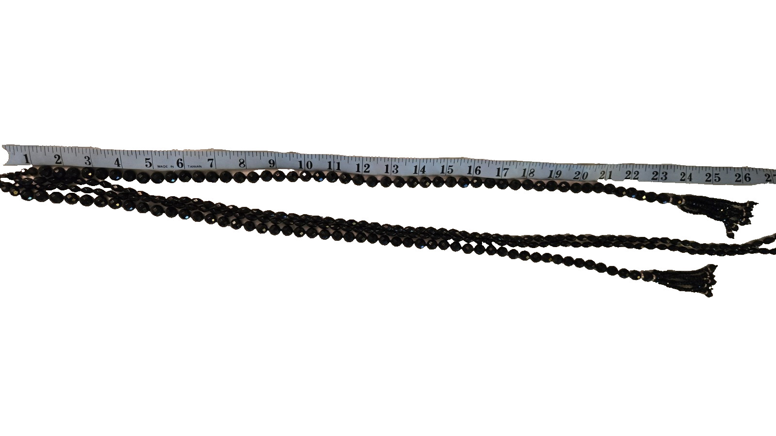 Coldwater Creek Black Flapper Necklace Glass Bead Rope Opera Lariat Sautoir VTG