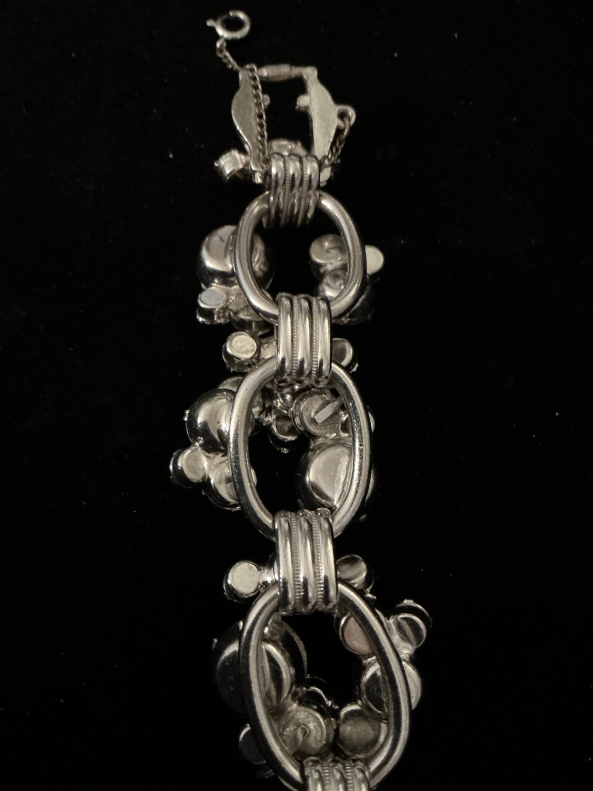 Vintage D&E Juliana Smokey Gray And Clear Chunky Rhinestone 5-link Bracelet