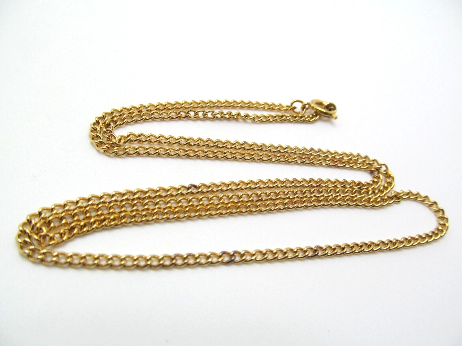 Vintage Gold Tone Plate Curb 2.4mm Wide Chain Link Necklace 24 Inch