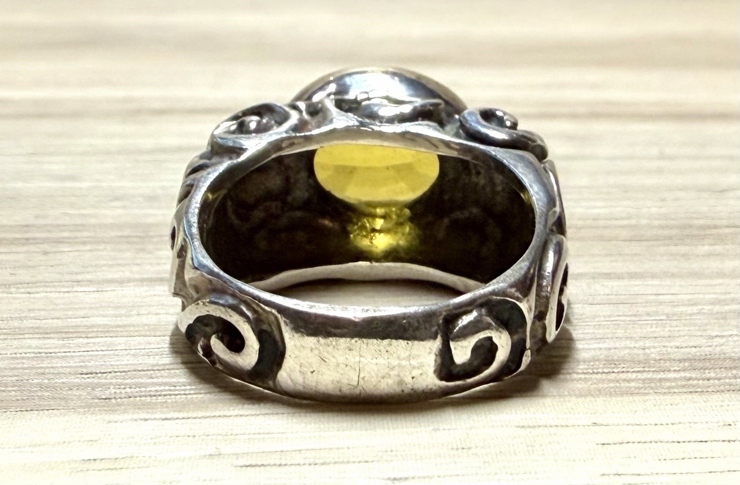 Dian Malouf Sterling Silver & 14K Gold Abstract Swirl Citrine Ring, Size 8