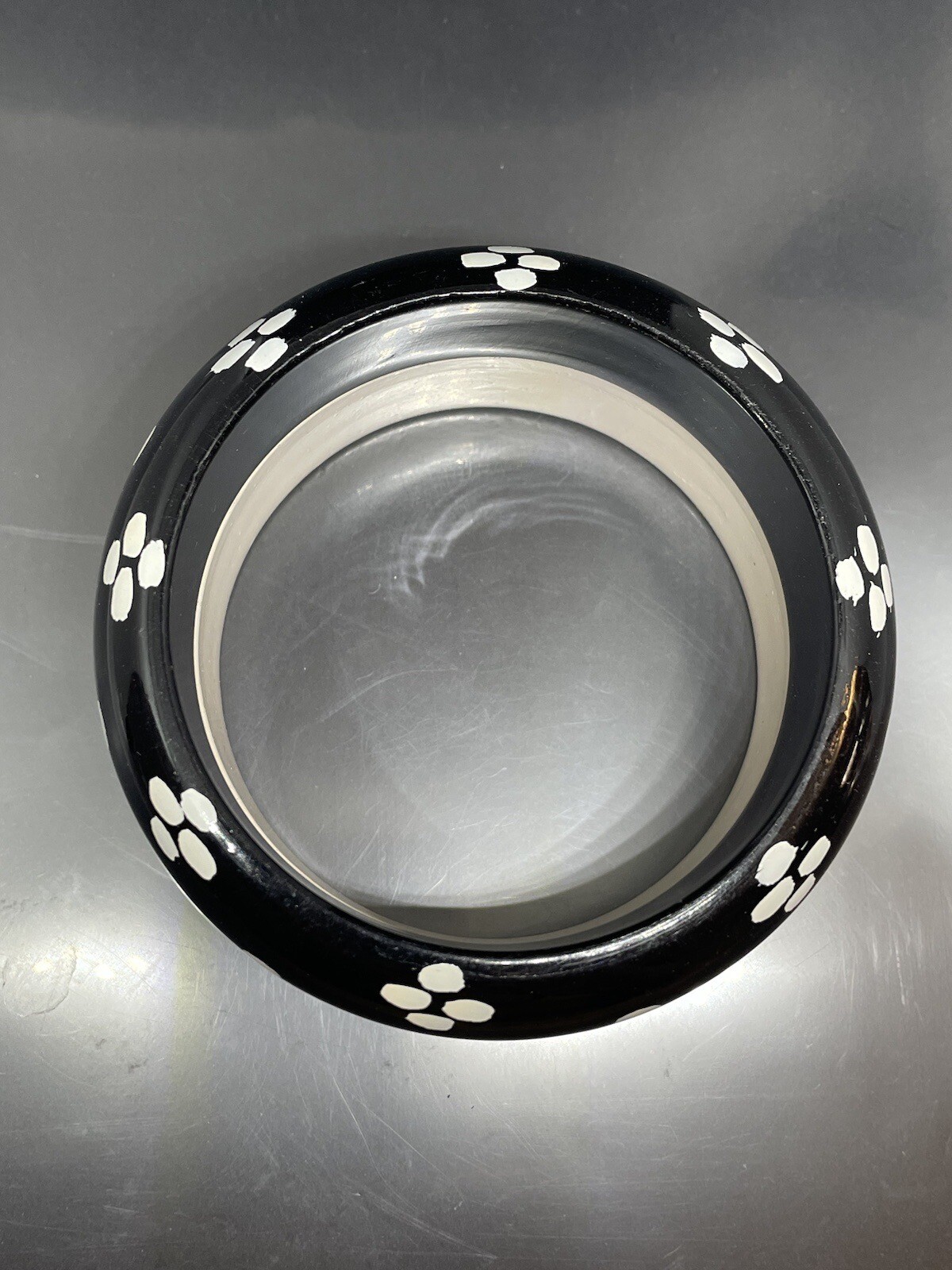 VTG Black/White Wood? Lucite? Animal & Floral Print 7.87” 2 Bangle Bracelets Set