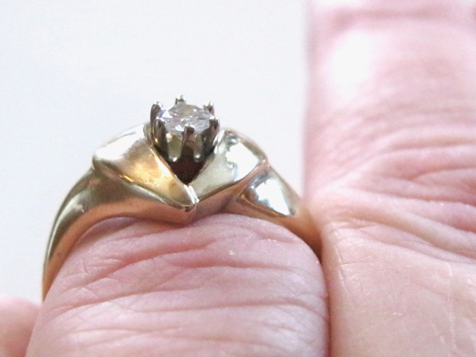 VINTAGE MOD RETRO DIAMOND ENGAGEMENT PROMISE EVERY DAY RING 14K YELLOW GOLD RING
