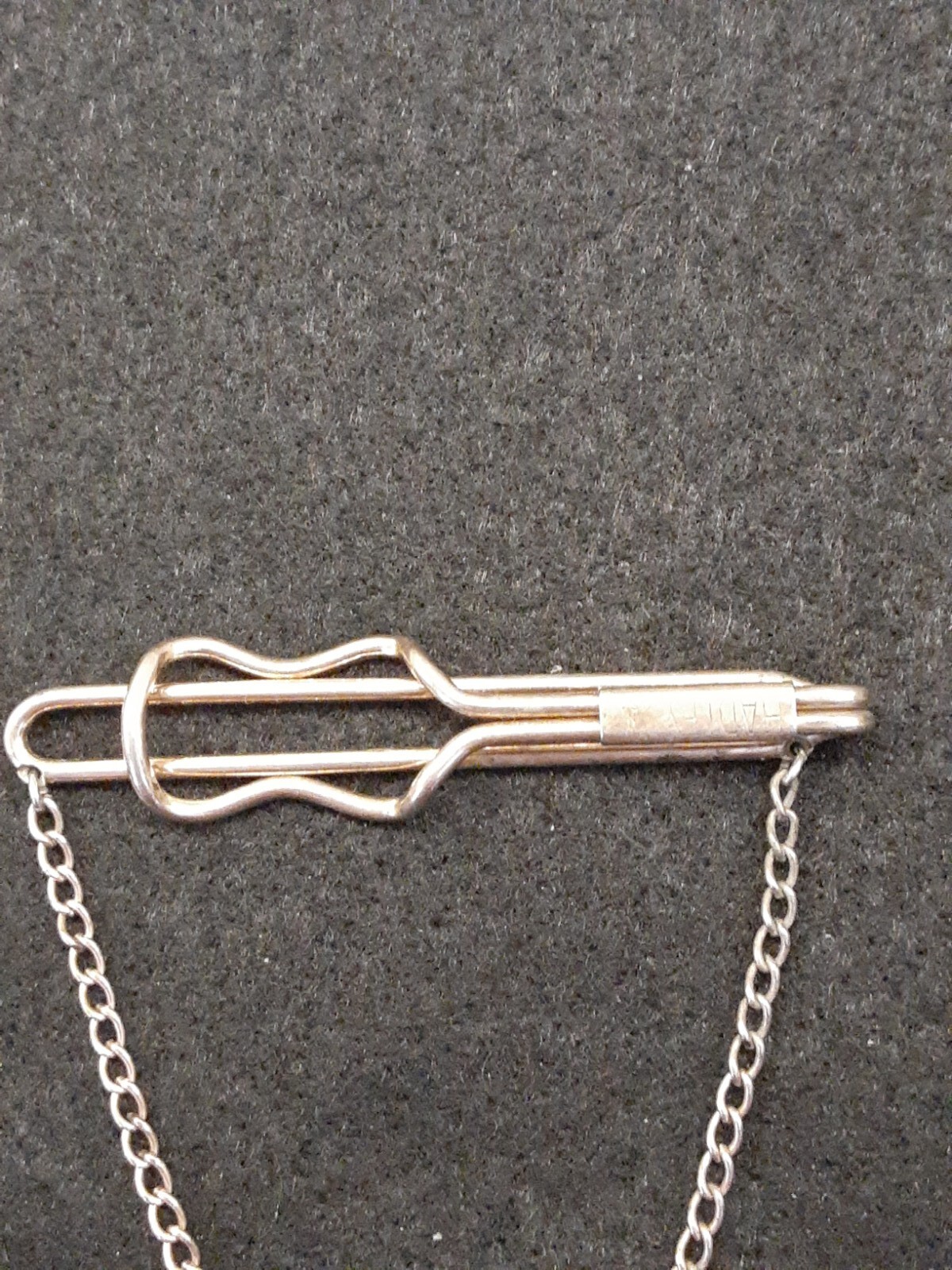 Vintage Hadley Tie Bar Goldtone Chain w/Chevron Art Deco Pendant