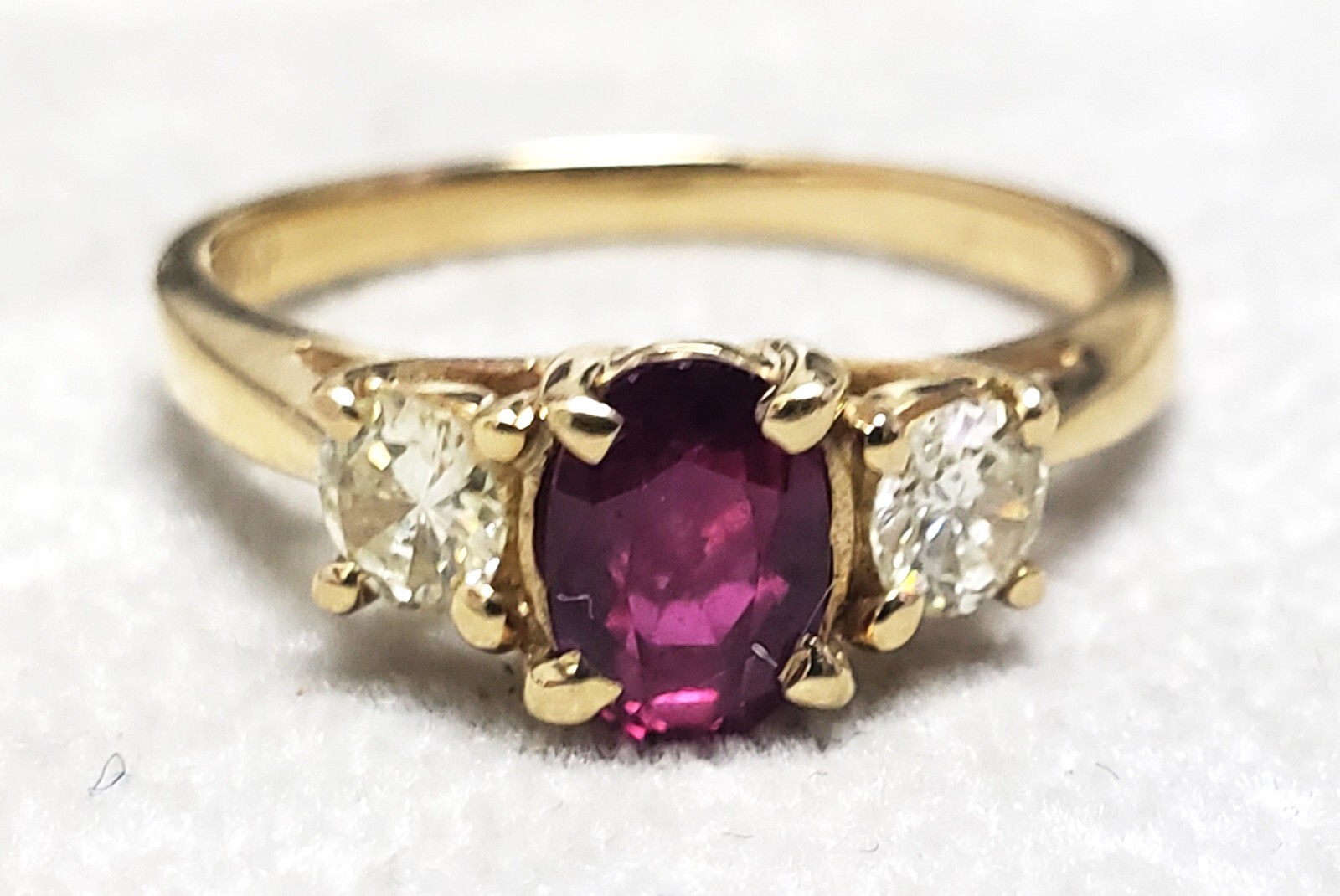 Estate 0.35CT(Est.) Ruby 0.32CT(Est.) Diamond mini Engagement Ring 14K size-5