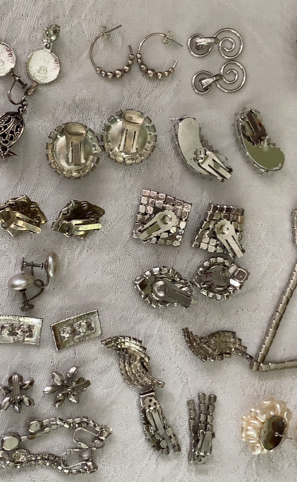 Vintage Earring Lot 40 Clip Dangle Statement Screw Sparkle Cocktail Wear Signed