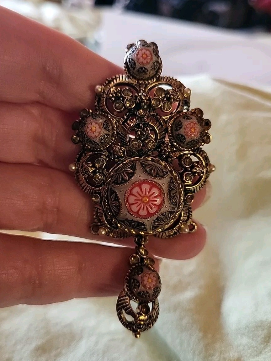 JULIANA DeLizza and Elster MOROCCAN MATRIX Vintage Dangle Pin Brooch Pendant