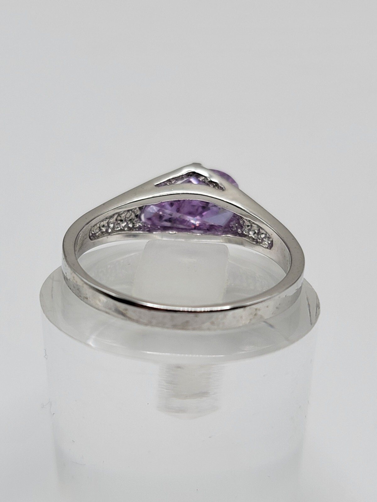 18K Gold Filled Purple Gemstone Ring Modern Statement Silver Tone Band