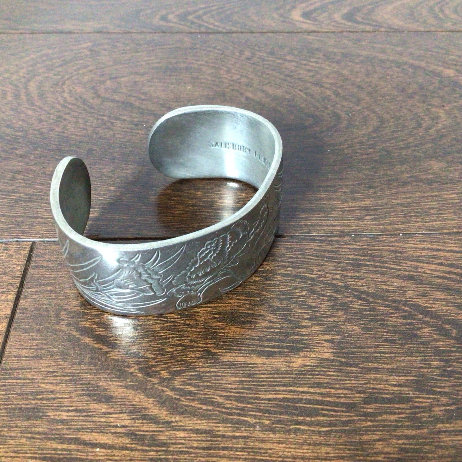 Vintage Salisbury Pewter January Cuff Bracelet Flower Of The Month Jewelry