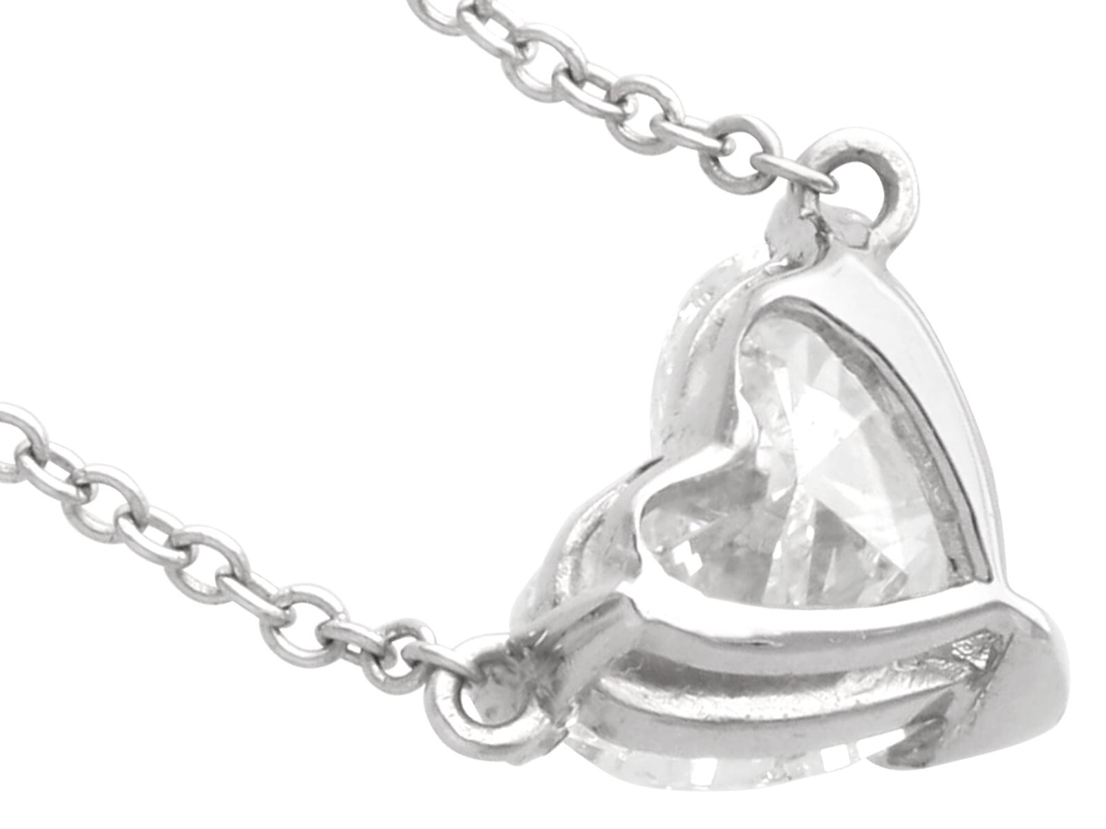 Vintage 1.00Ct Diamond and 18k White Gold Solitaire Pendant Circa 1990