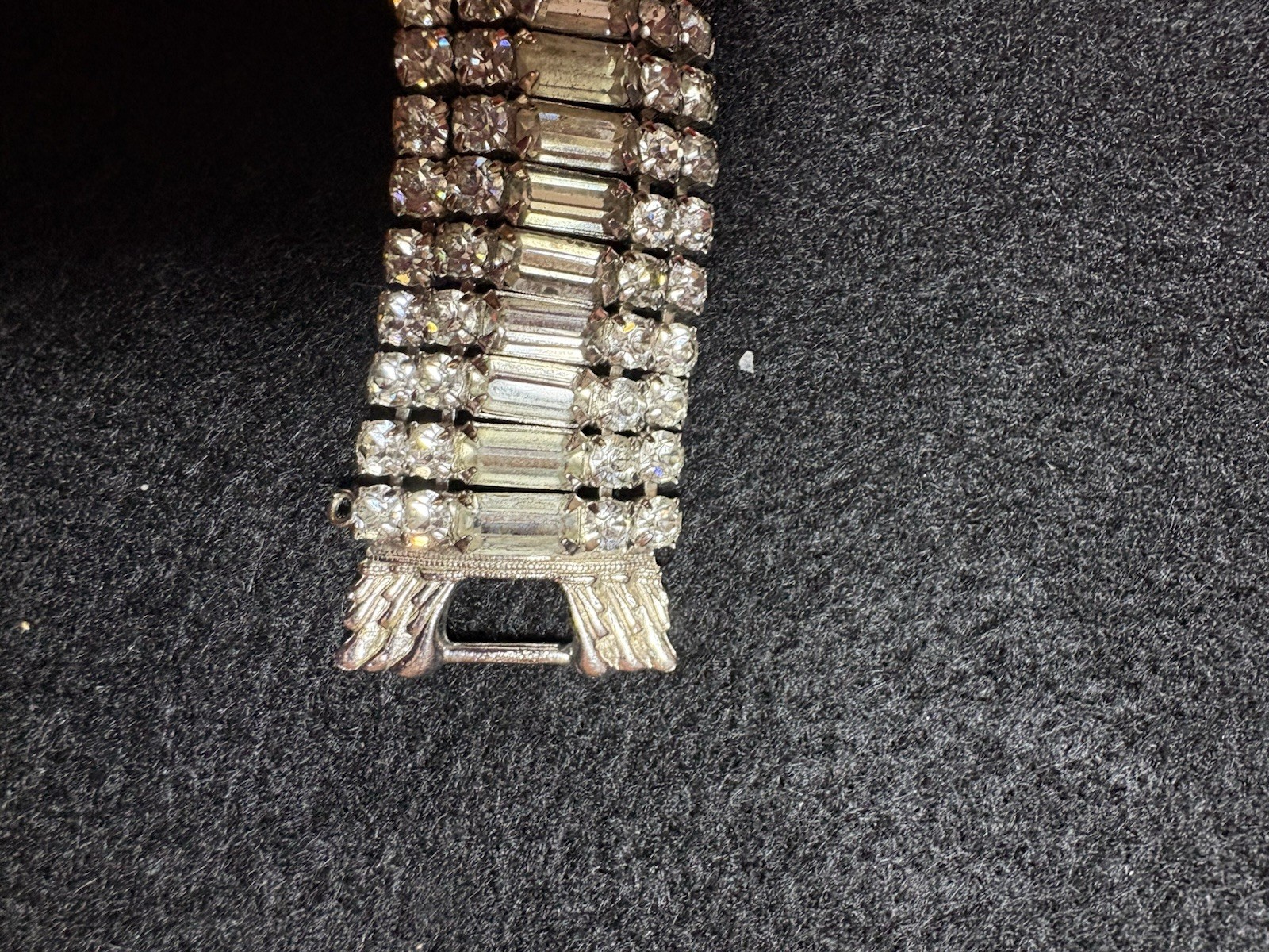 Vintage Wide Clear Rhinestone Bracelet Statement
