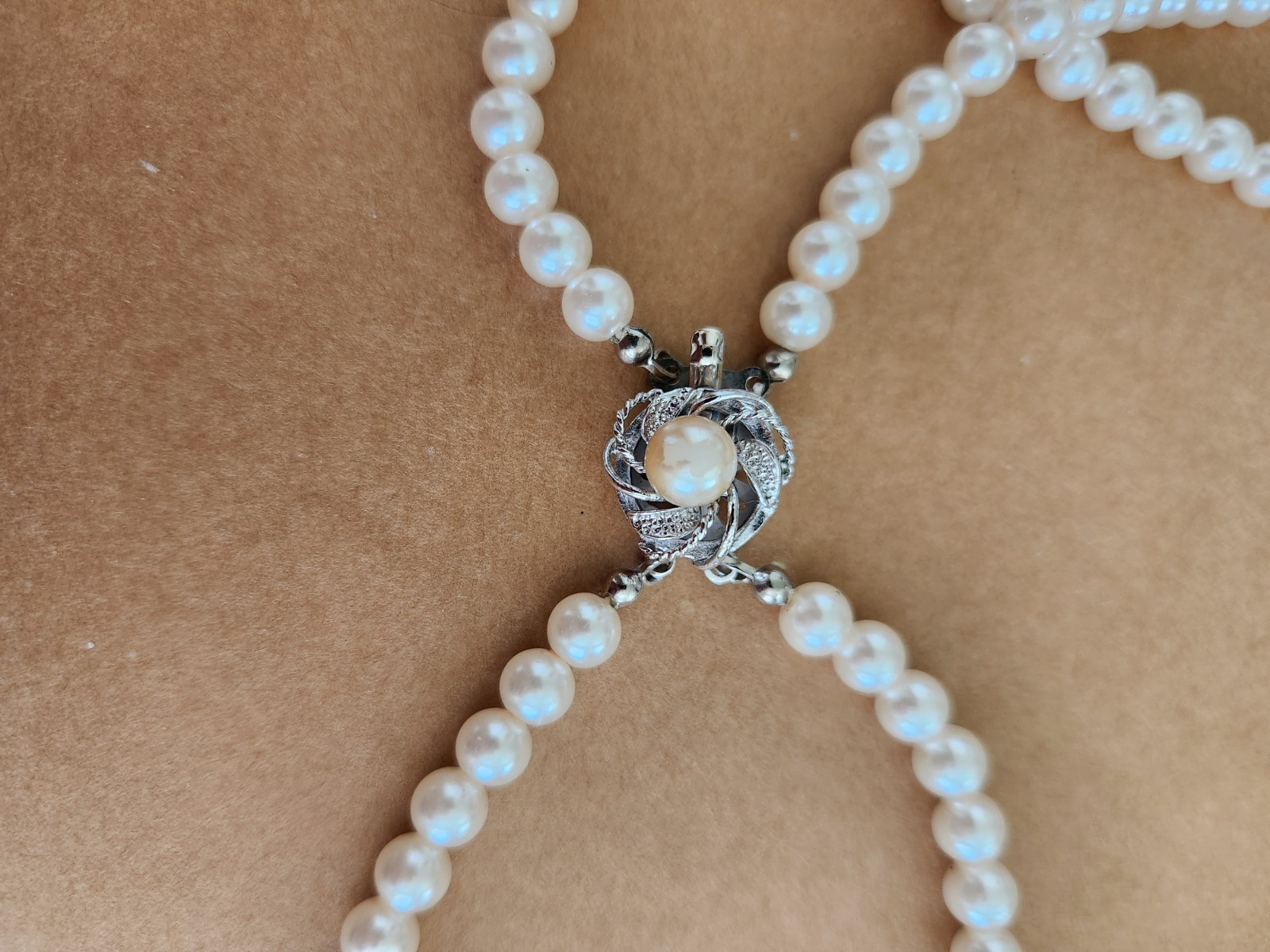 Double Strand Imitation Pearl Necklace 17-17.5″ Pearl Size 5mm VTG From Macy’s