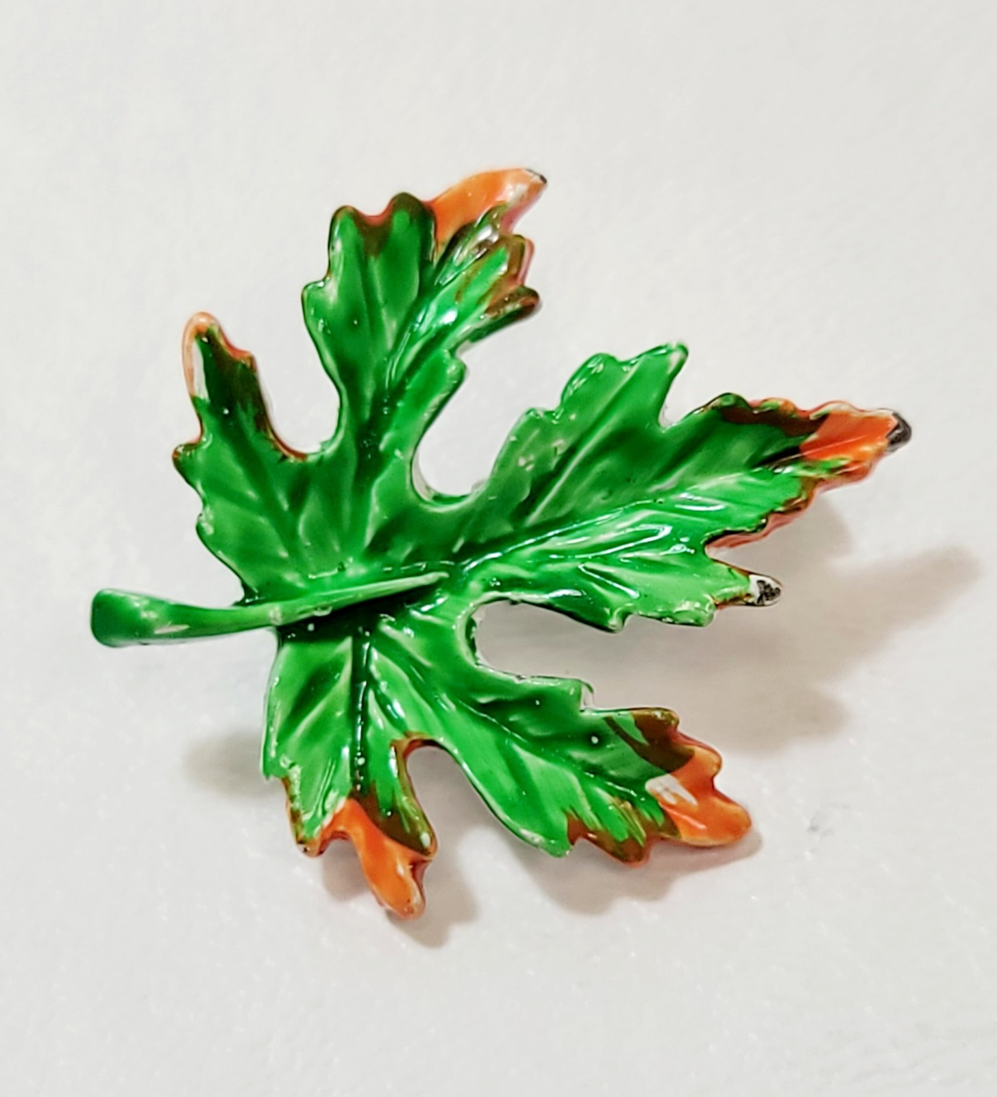3 Vintage Enamel Pins White Purple Orchid Green Leaf Green Blue Daisy Flower