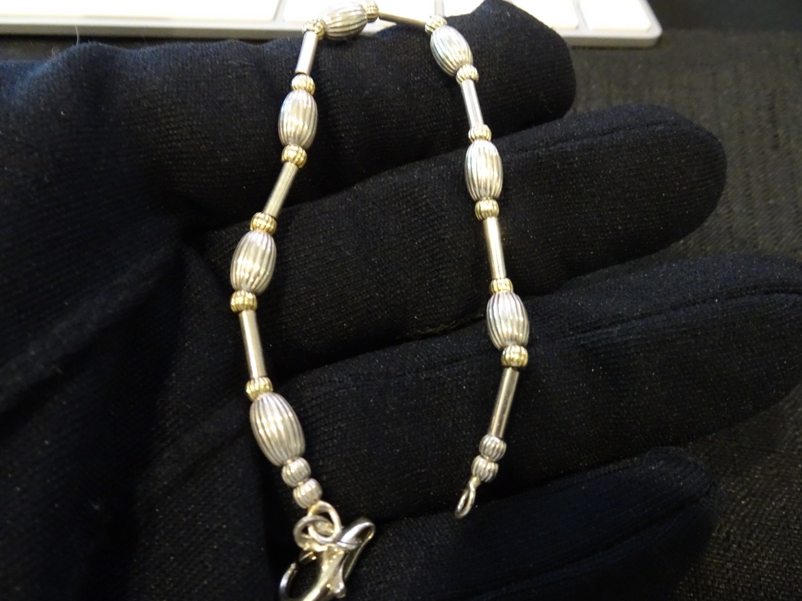 # 716-VINTAGE STERLING SILVER BEADED BRACELET-925-VERY DIFFERENT