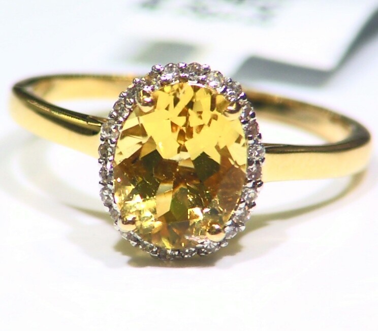 1.82CT 14K Gold Natural Beryl Halo Cut White Diamond Vintage Engagement Ring