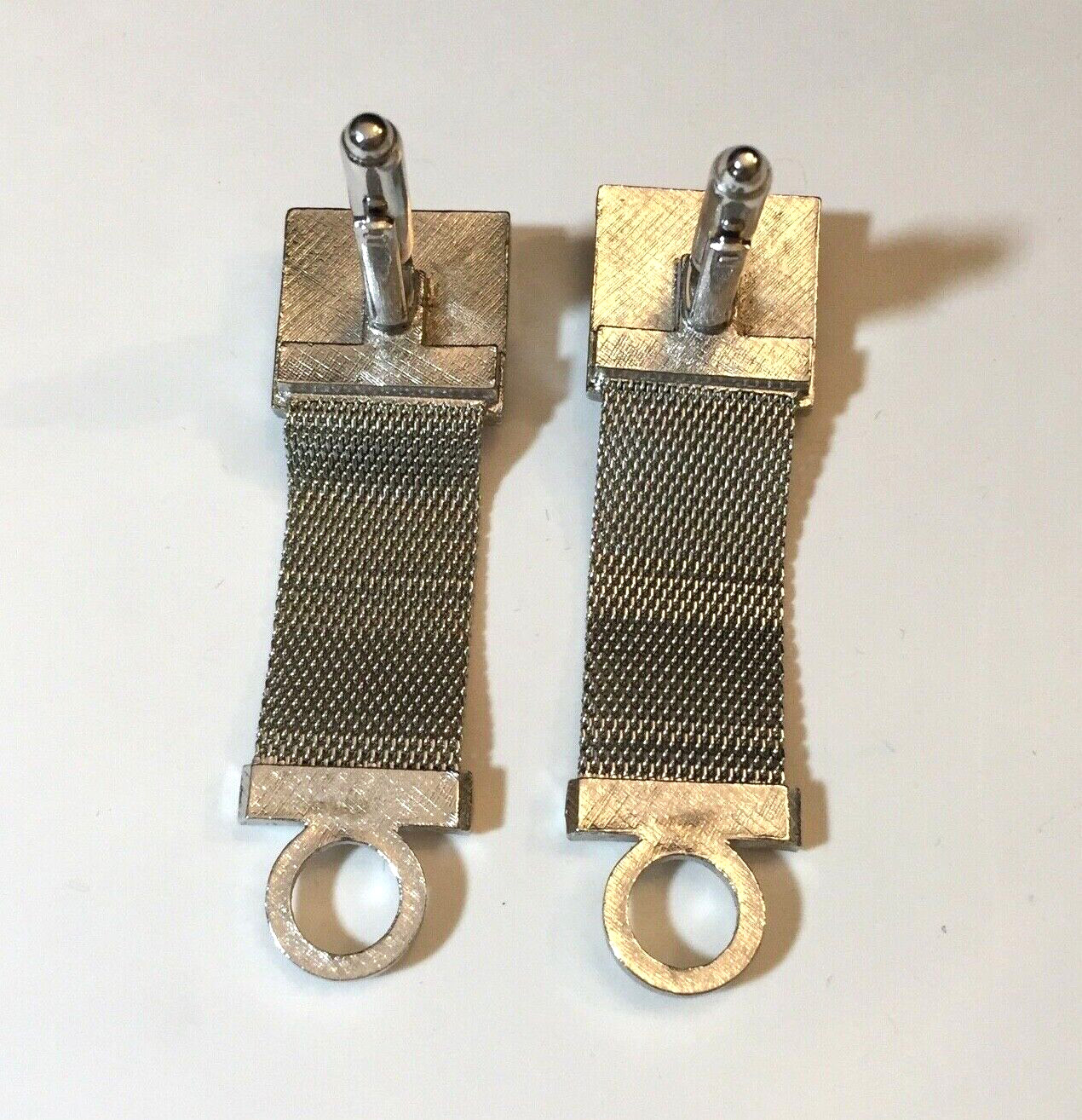 MCM Dante Cuff Links & Tie Clip Set Mesh Wrap Blue Enamel Stripe Wedding Formal
