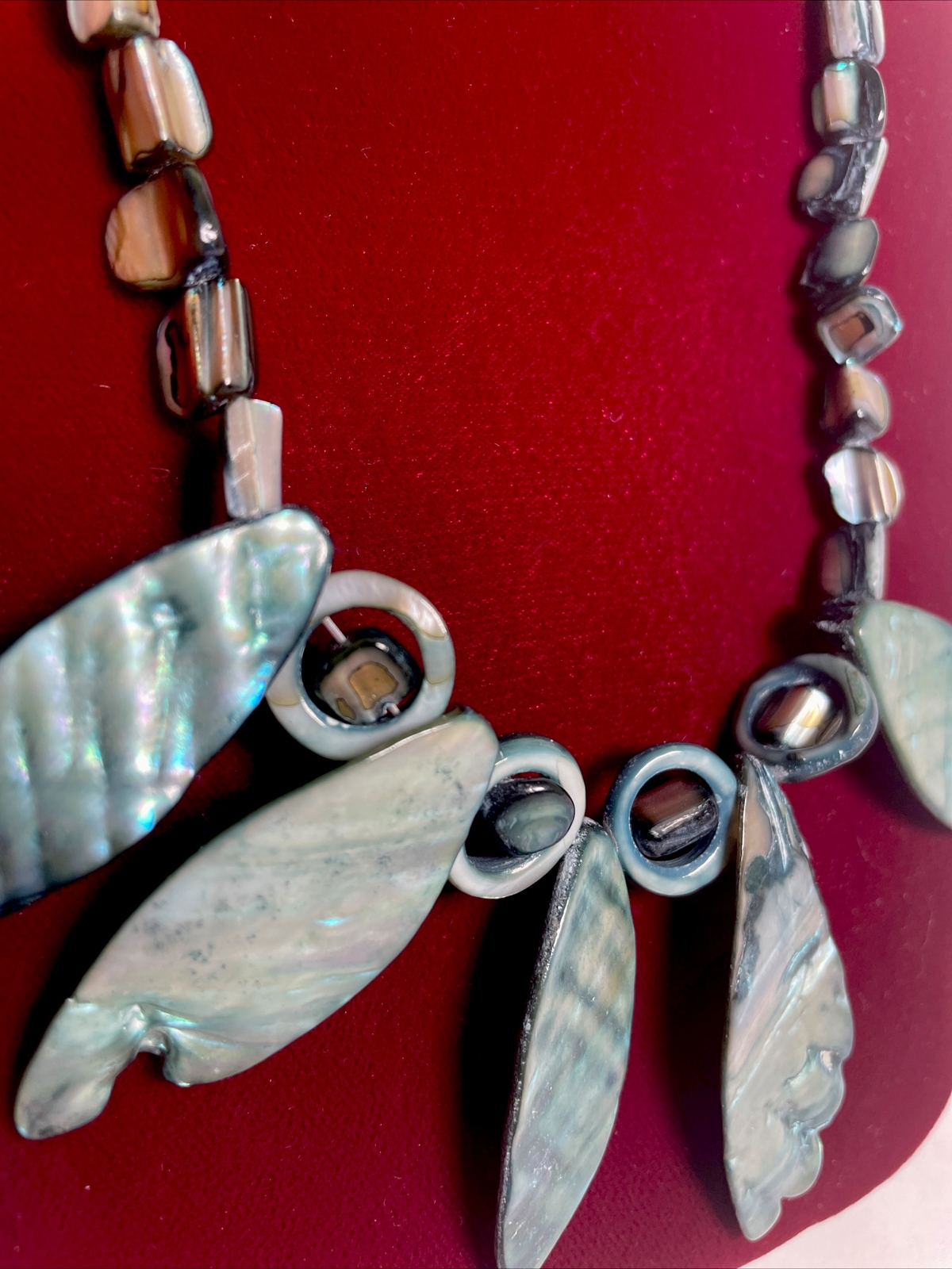 Abalone Shell Made Into Beads And Leaves Necklace Collar