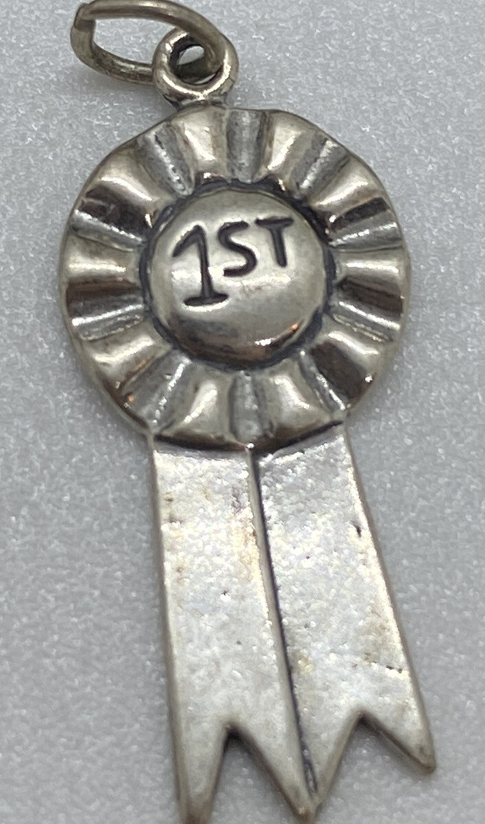 Fun ANT VNT STERLING SILVER 925 1st First Place Ribbon CHARM For Charm Bracelet!