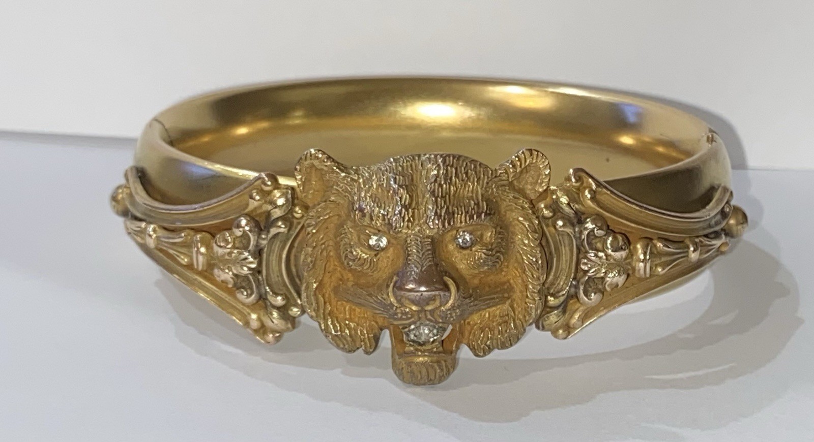 PROVIDENCE STOCK CO. CA. 1908 LION’S HEAD VICTORIAN GOLD FILLED BRACELET-7”WRIST