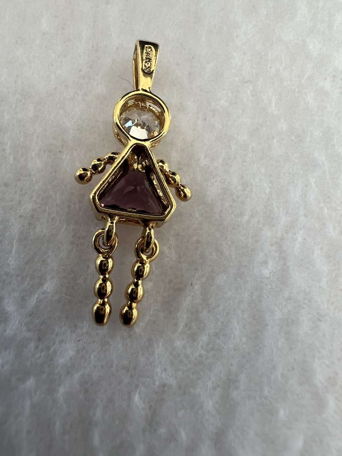 Gold Tone 925 Silver February Birthstone Girl Child Pendant Charm Purple