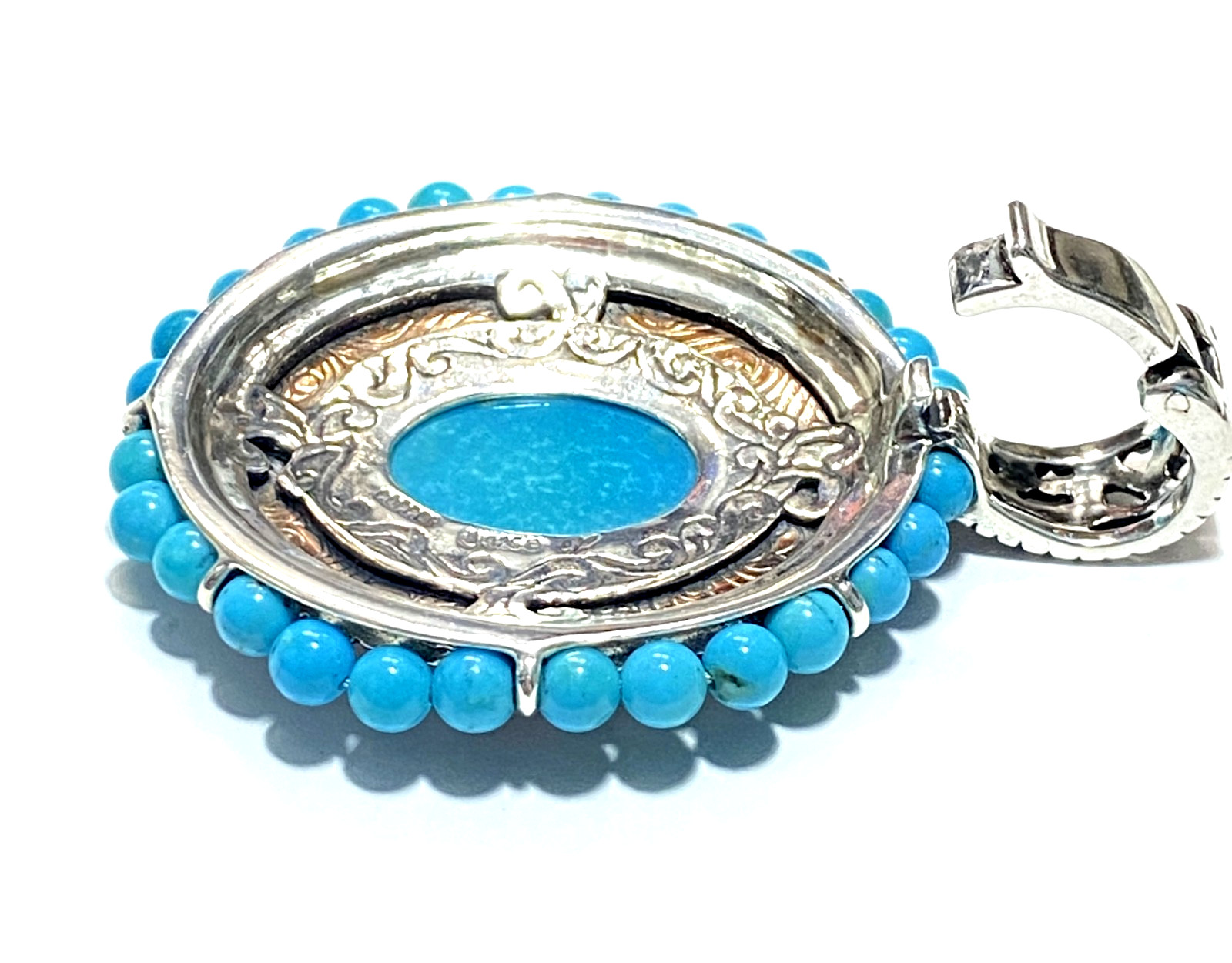 Vintage Sterling, Copper & Turquoise Carolyn Pollack “American West” Pendant