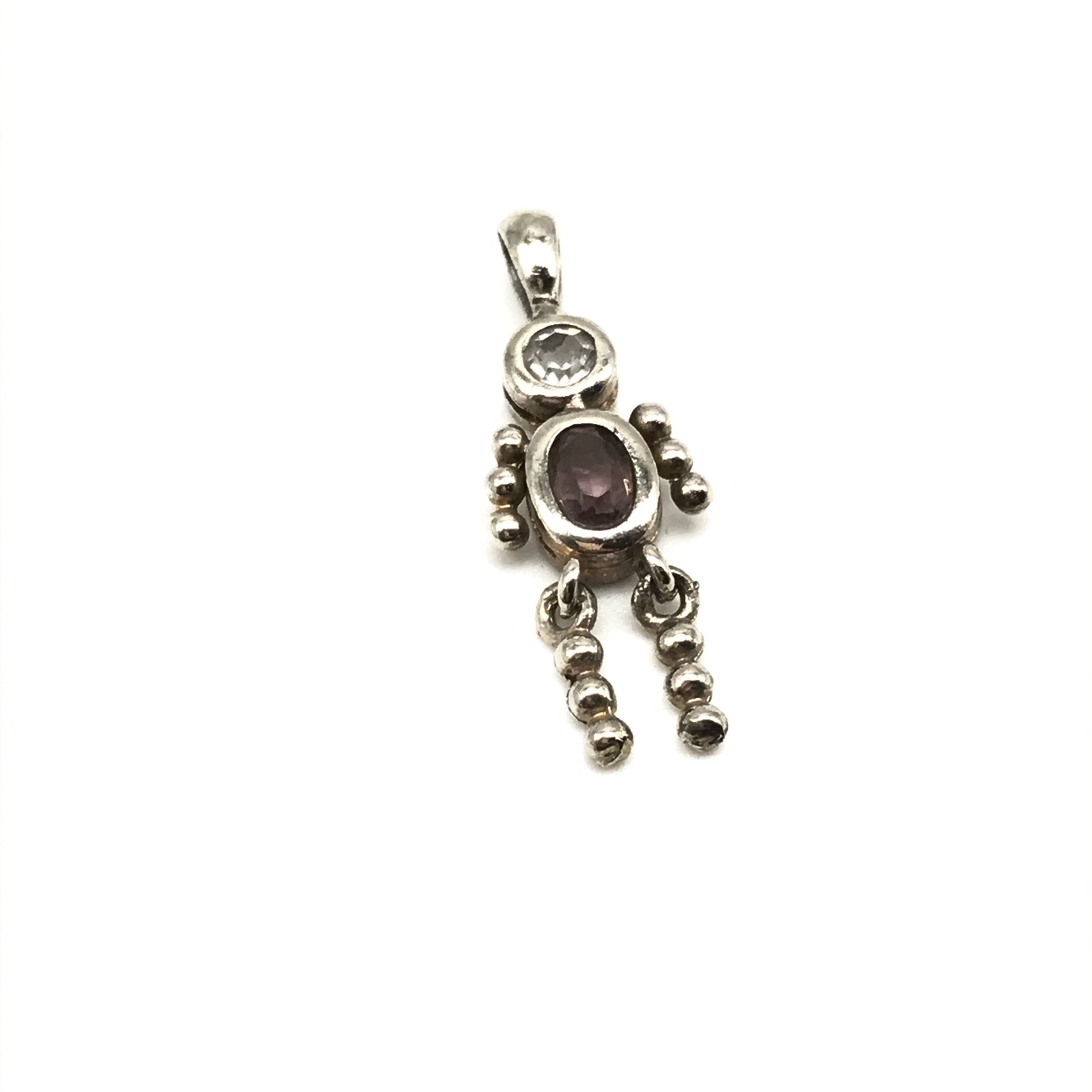 925 Sterling Silver CZ Stick Figure Person Pendant