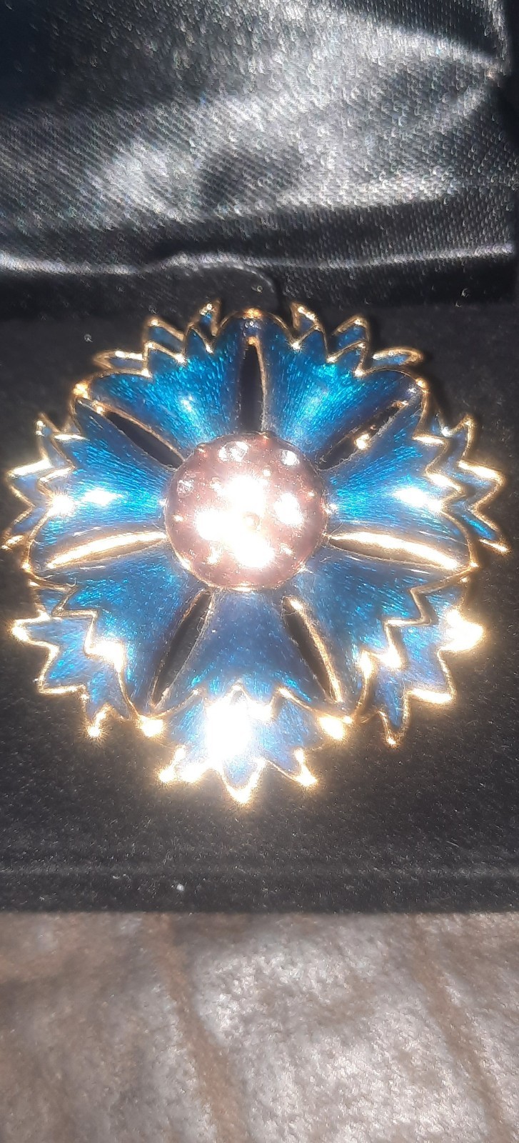 Vintage MMA Russian Imperial Cornflower Brooch/Pin Approximately 1 1/2″ Across