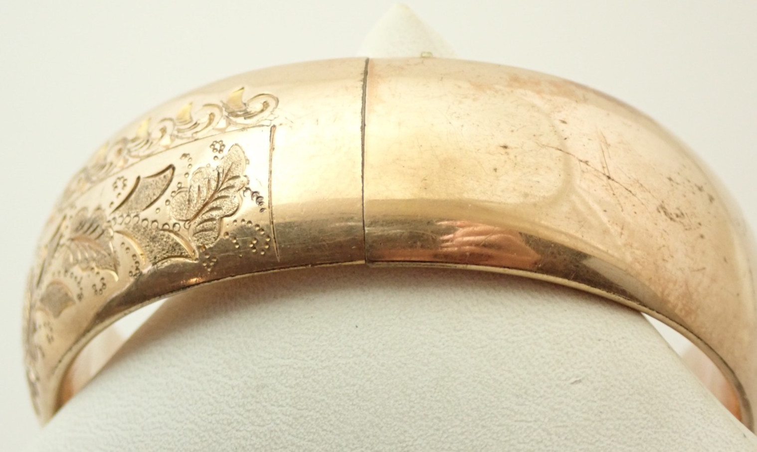 Antique Victorian Signed JMF Co Gold Filled Estate 3/4″ Bangle Bracelet 40 grams