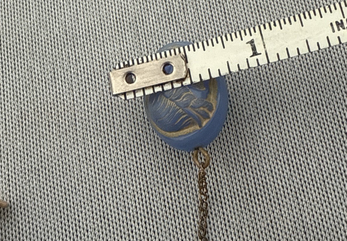 VTG Blue Intaglio Men Figure Head 1/20 12kGF One Of Kind Rare 2”1/4 Earring