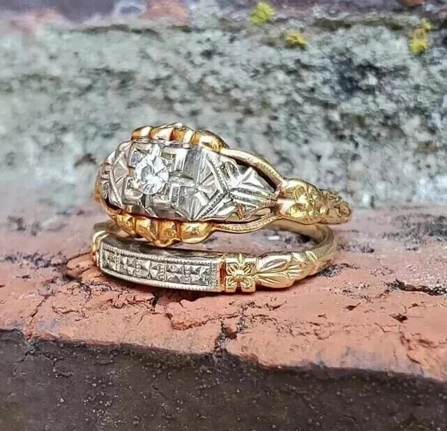 1.2Ct Art Deco Style Lab-Created Diamond Engagement 14K Yellow Gold Finish Ring