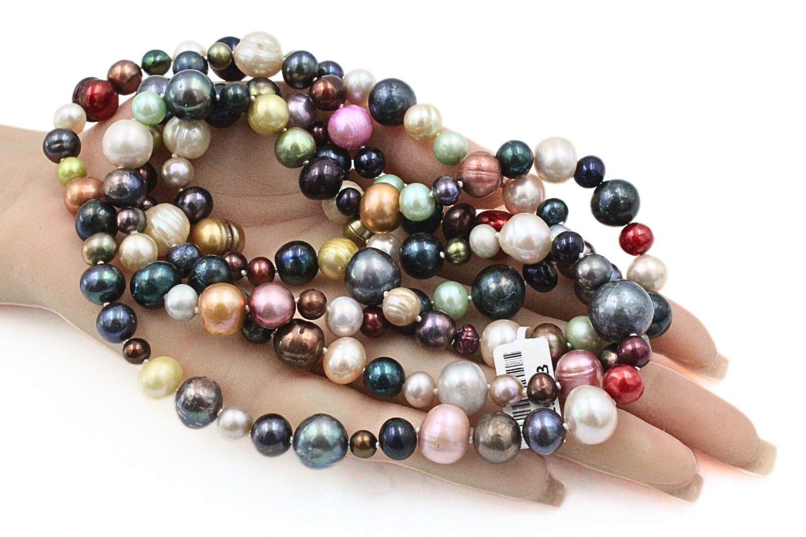 Charming Multi Color Dyed Freshwater Pearl 7-12mm Gray Green White HSN Necklace