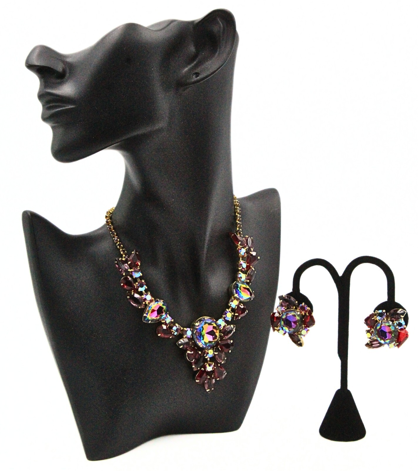 Spectacular JULIANA Rare! Red Fuchsia Givre´Necklace Earrings Set