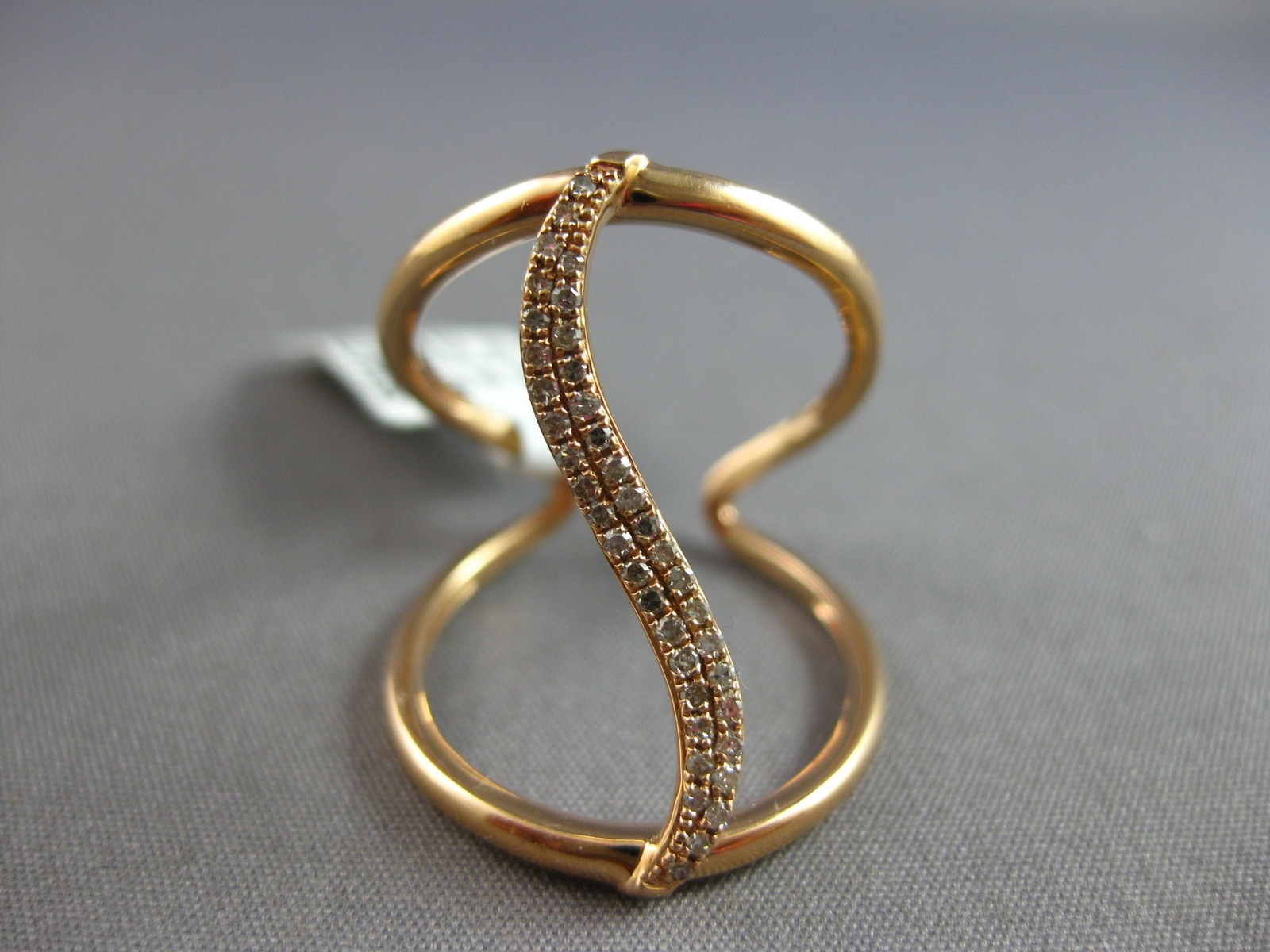 ESTATE LARGE .16CT DIAMOND 14KT ROSE GOLD 3D CLASSIC WAVE TENSION FUN RING