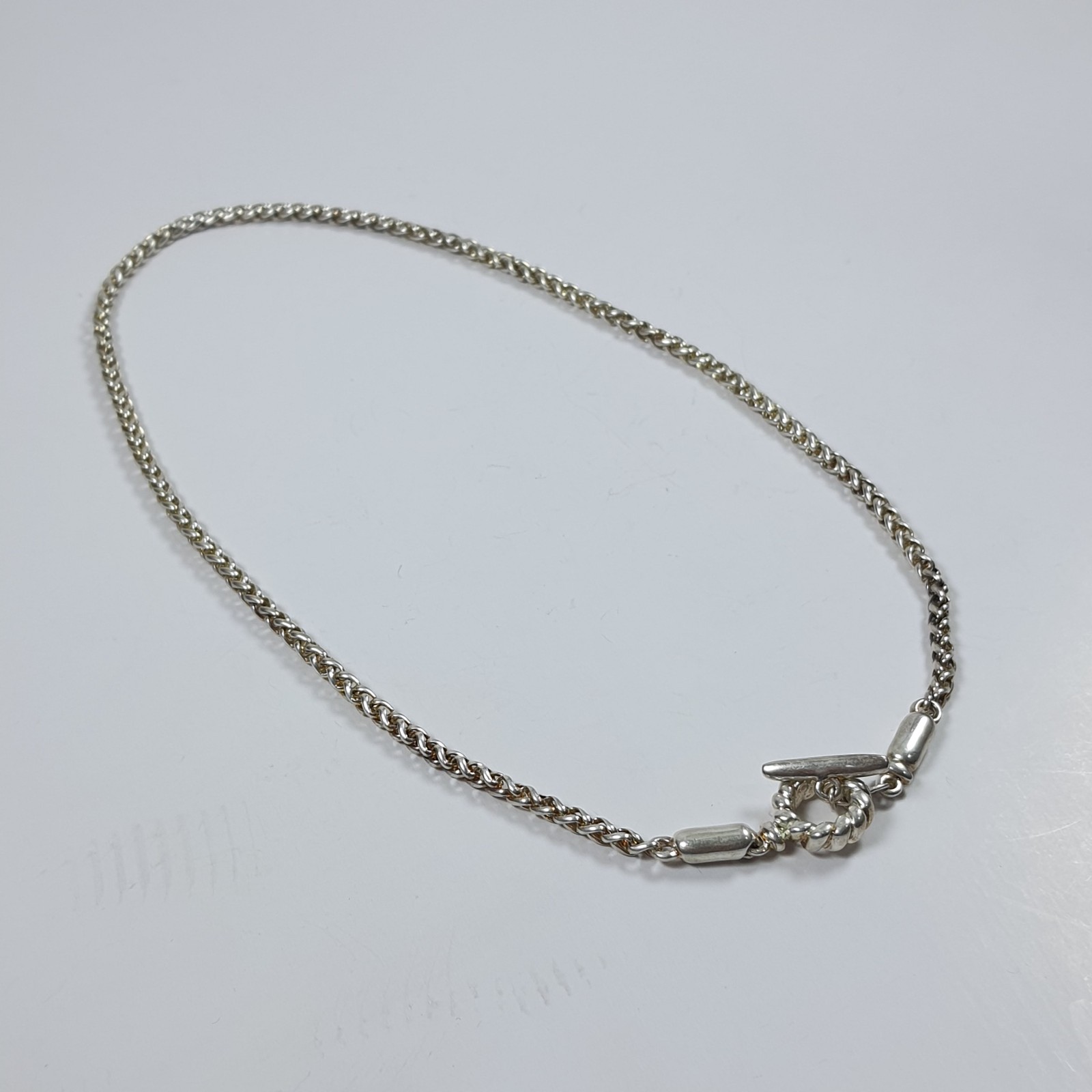 Vintage Spiga Wheat Chain Necklace Silver Tone Toggle Clasp 52cm Heavy Link