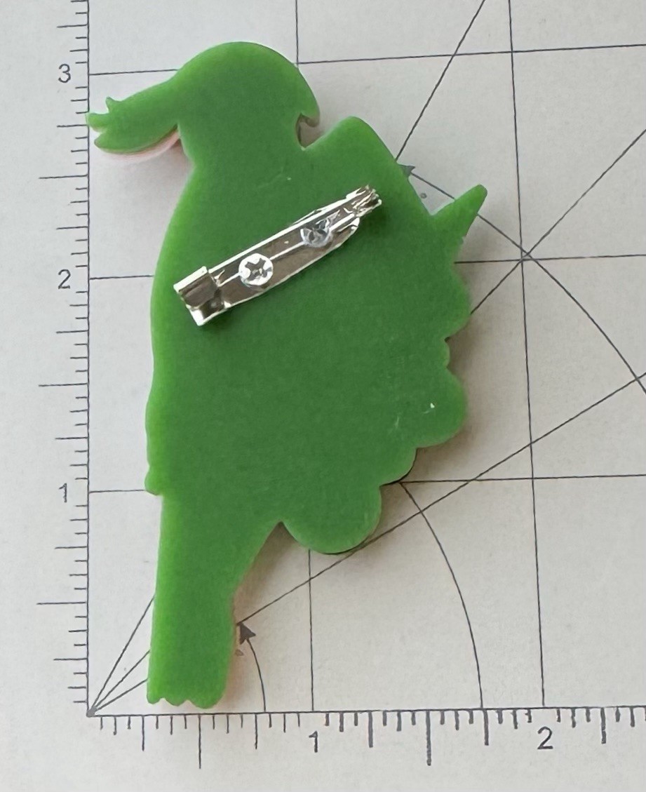 Vintage style parrot bird acrylic brooch pin