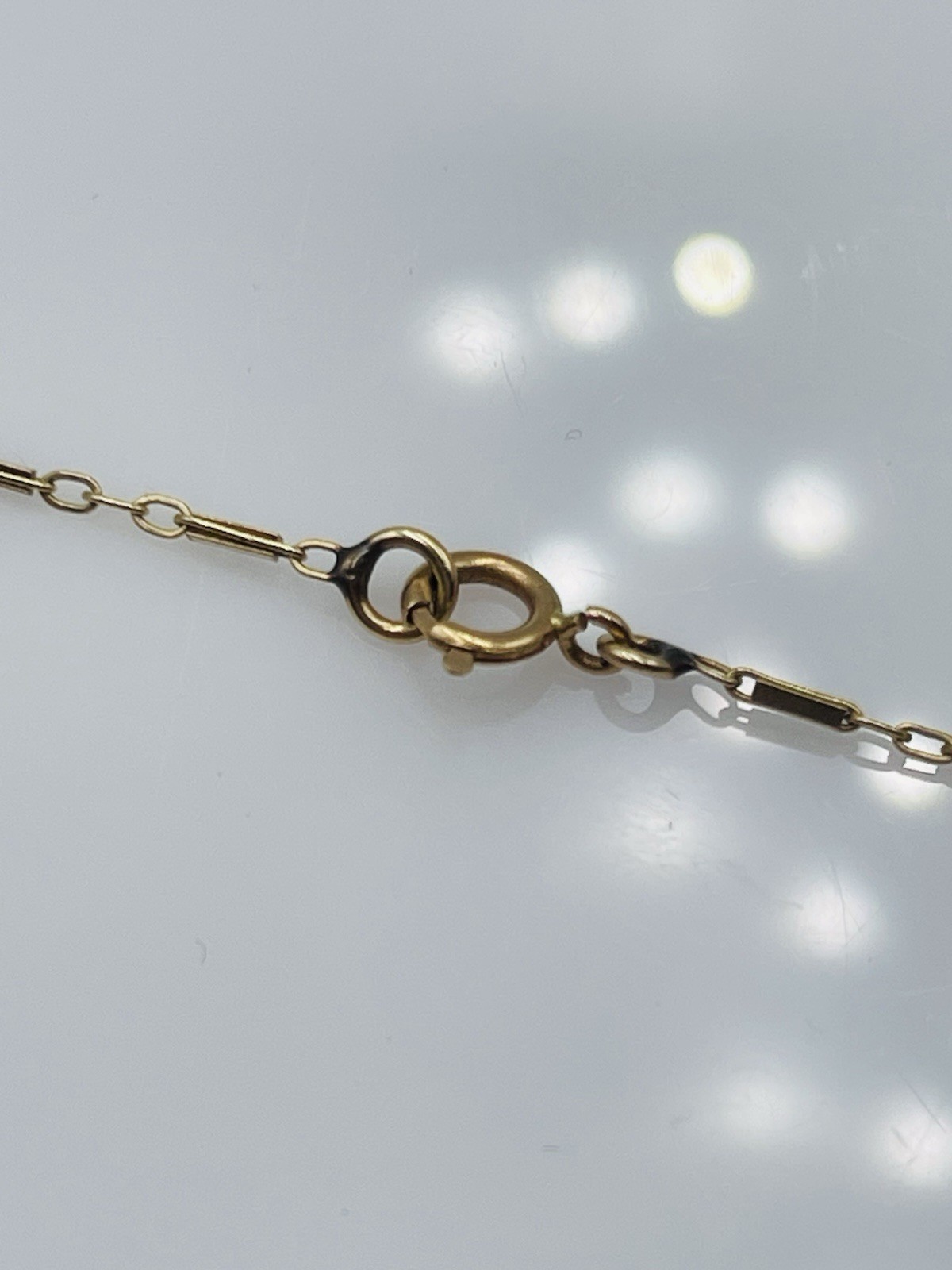 Antique 14k Yellow Gold Pearl Station Bar Link Chain Necklace