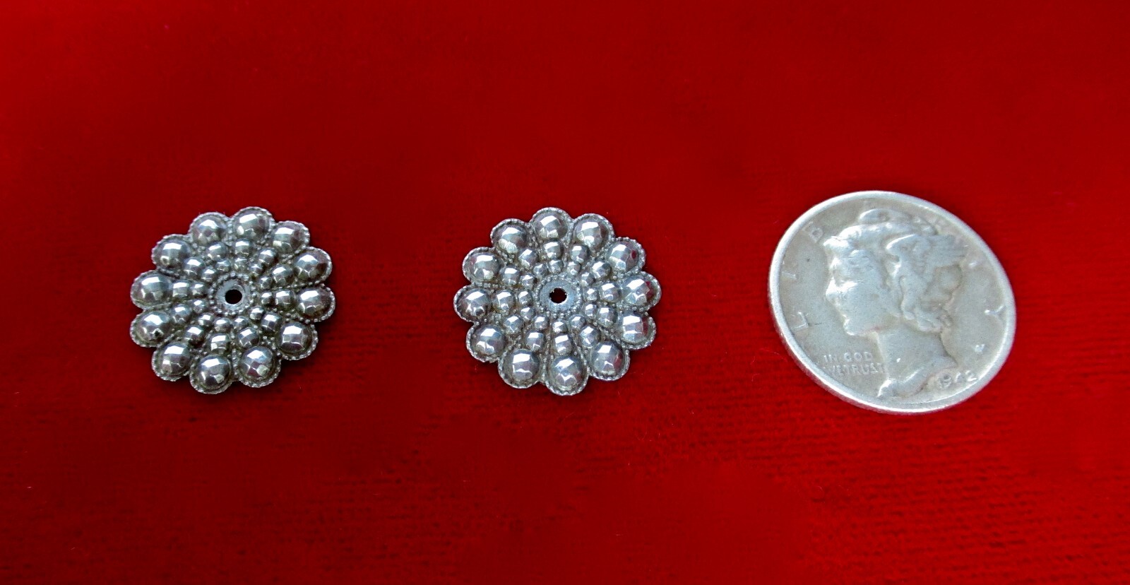Pair of Antique 1/2-Inch In Diameter Cut Steel Stud Earring Jackets