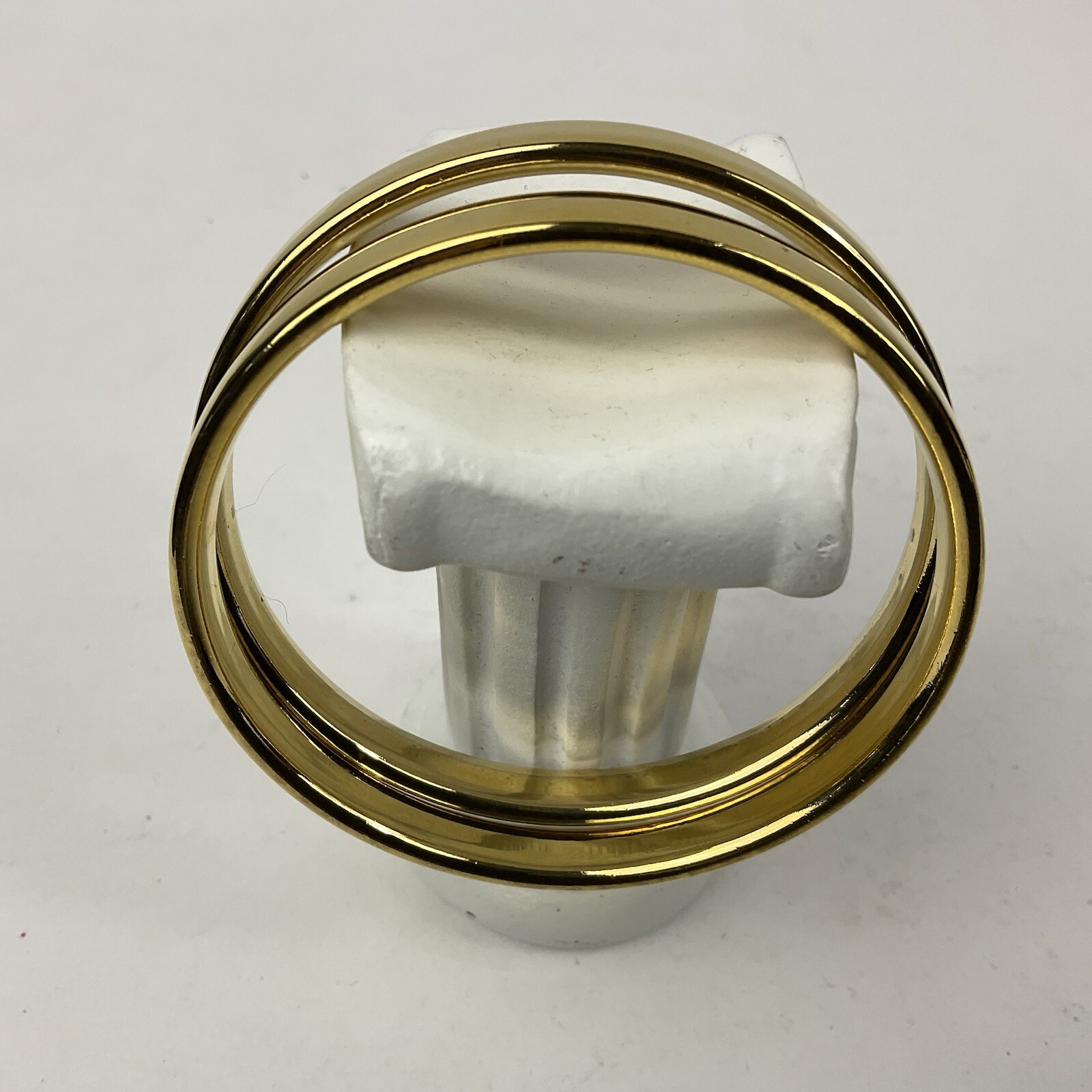 Vtg 80’s Old Stock New in Box Tacoa Gold Bangles 2 Pair 8mm Shiny Finish Size 8