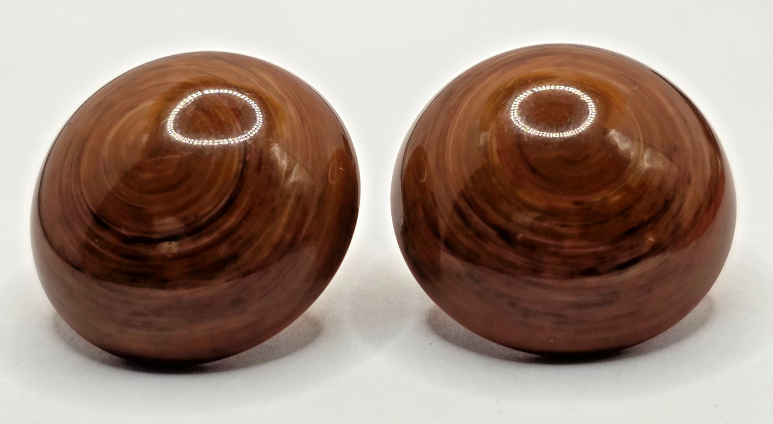 Vintage Crown Trifari Lucite Brown Wood Grain and Gold Tone Clip Earrings