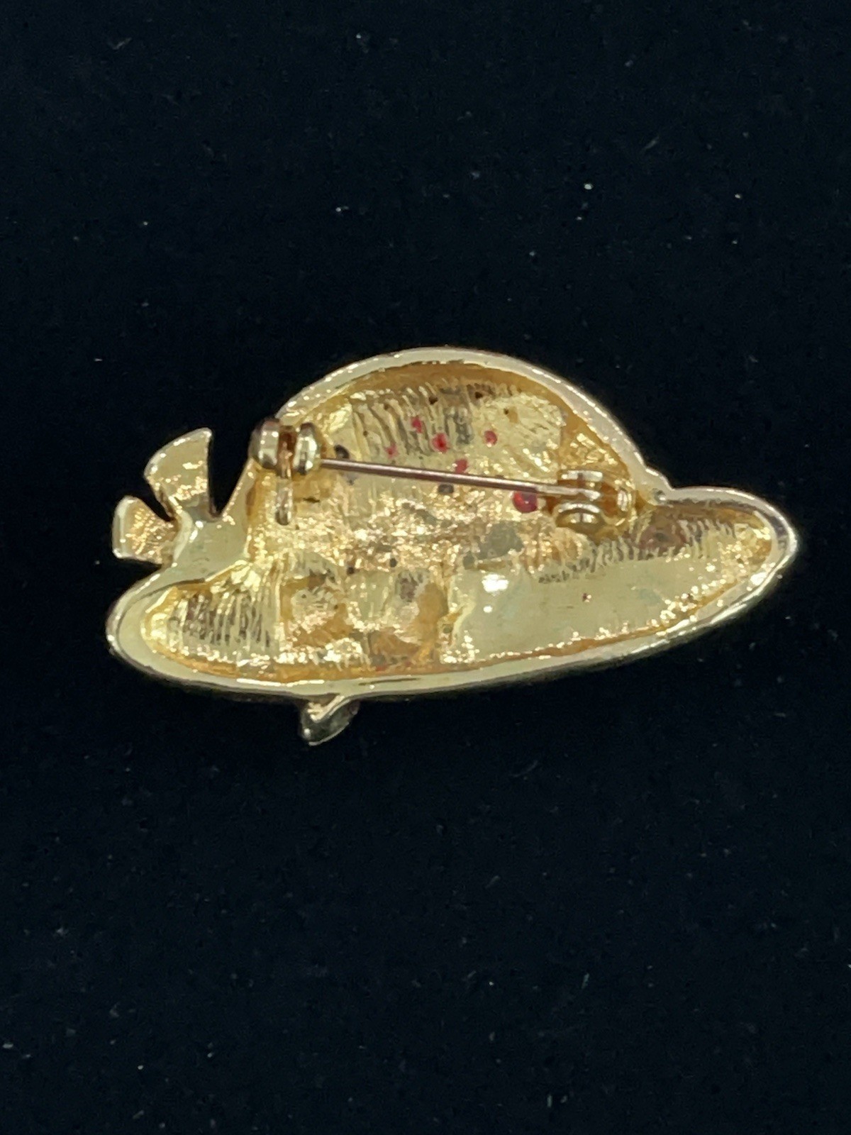 Vintage Red Hat Society Gold Tone & Rhinestone Brooch Pin