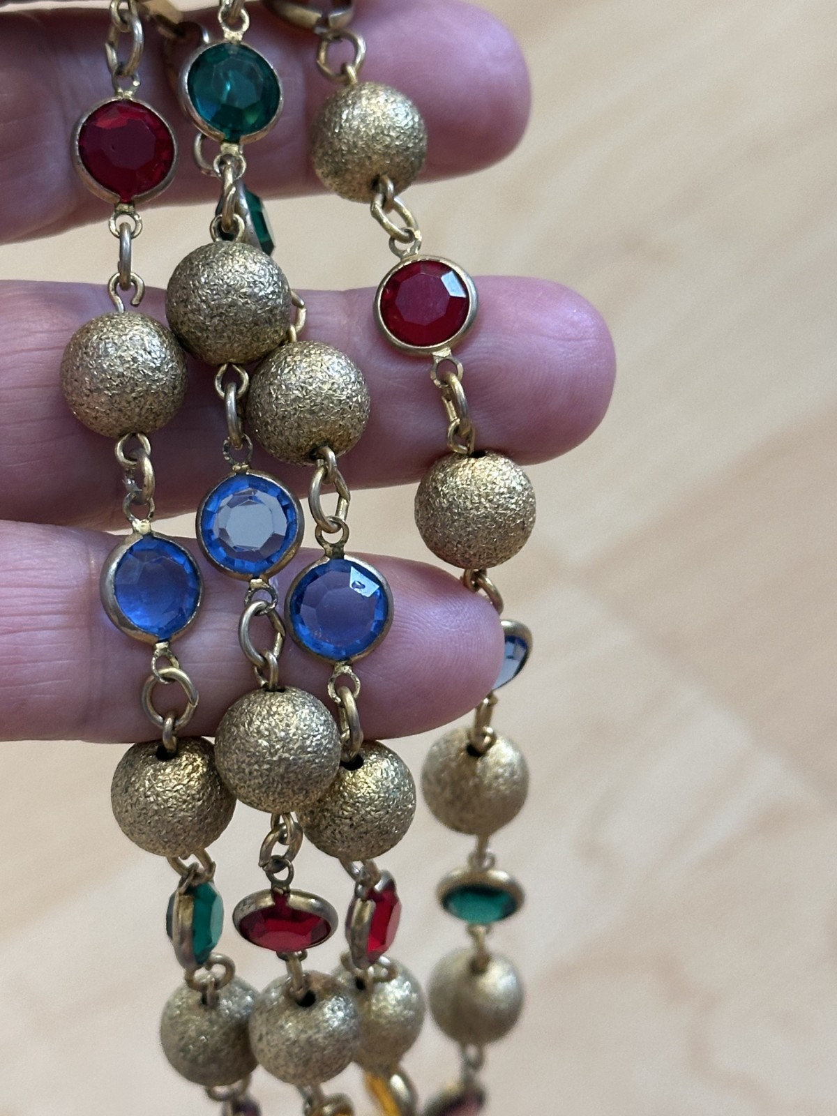 Vintage Austrian Crystal & Gold Beads 35″ Necklace