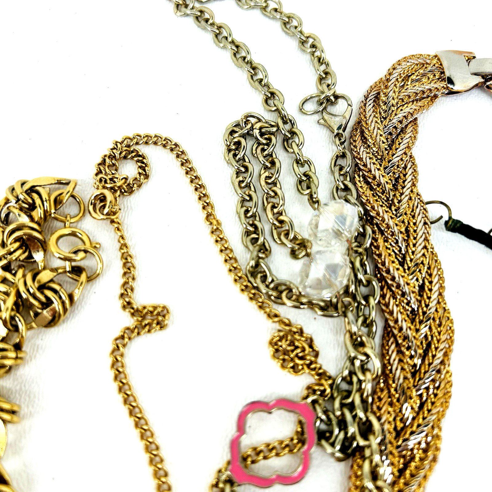 Vintage to Now Lot of 7 Gold Tone Necklaces Different Styles Designs Shapes