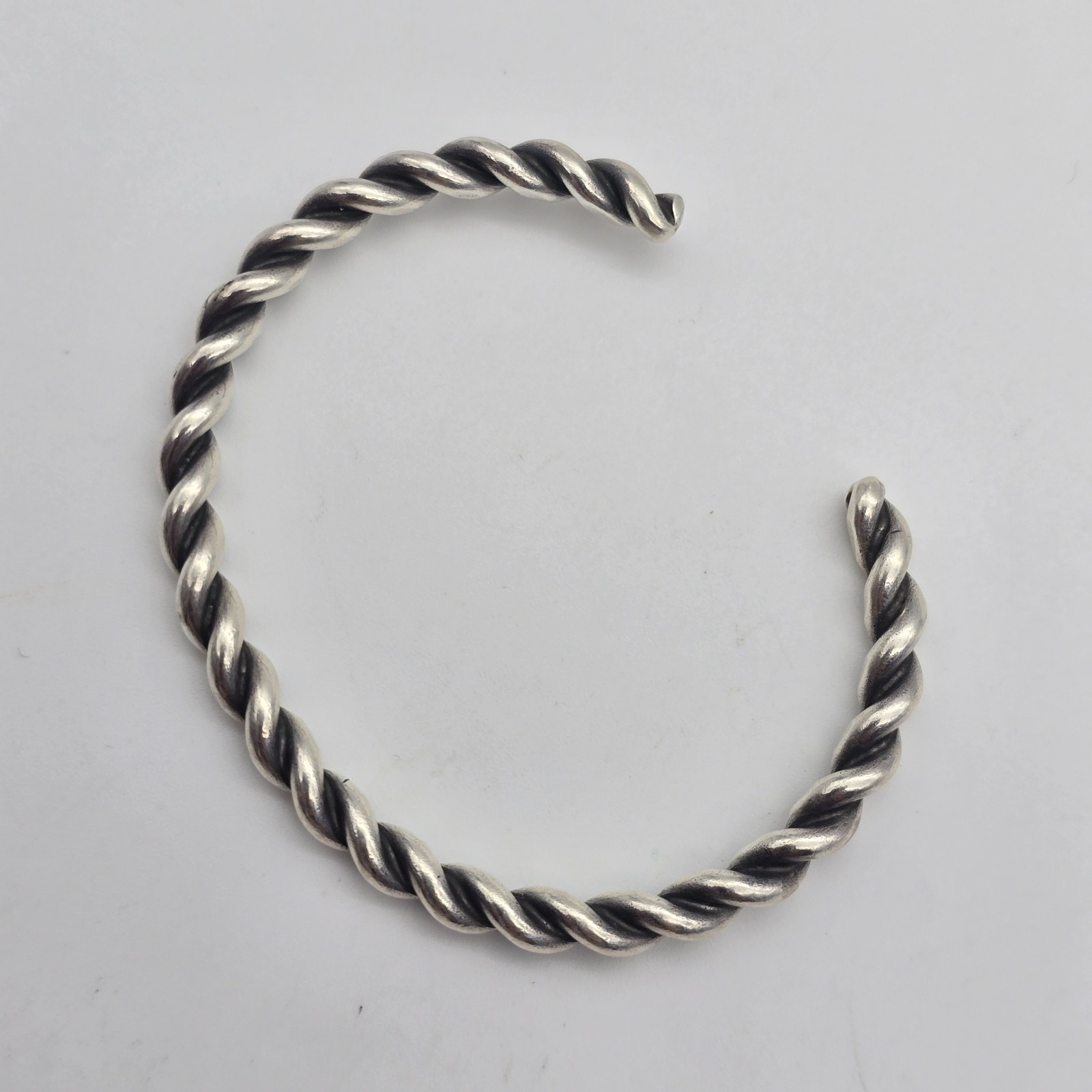 VTG Southwest Twist Wire Cord – 5 mm Sterling Silver Cuff Bangle Bracelet: 6.45″