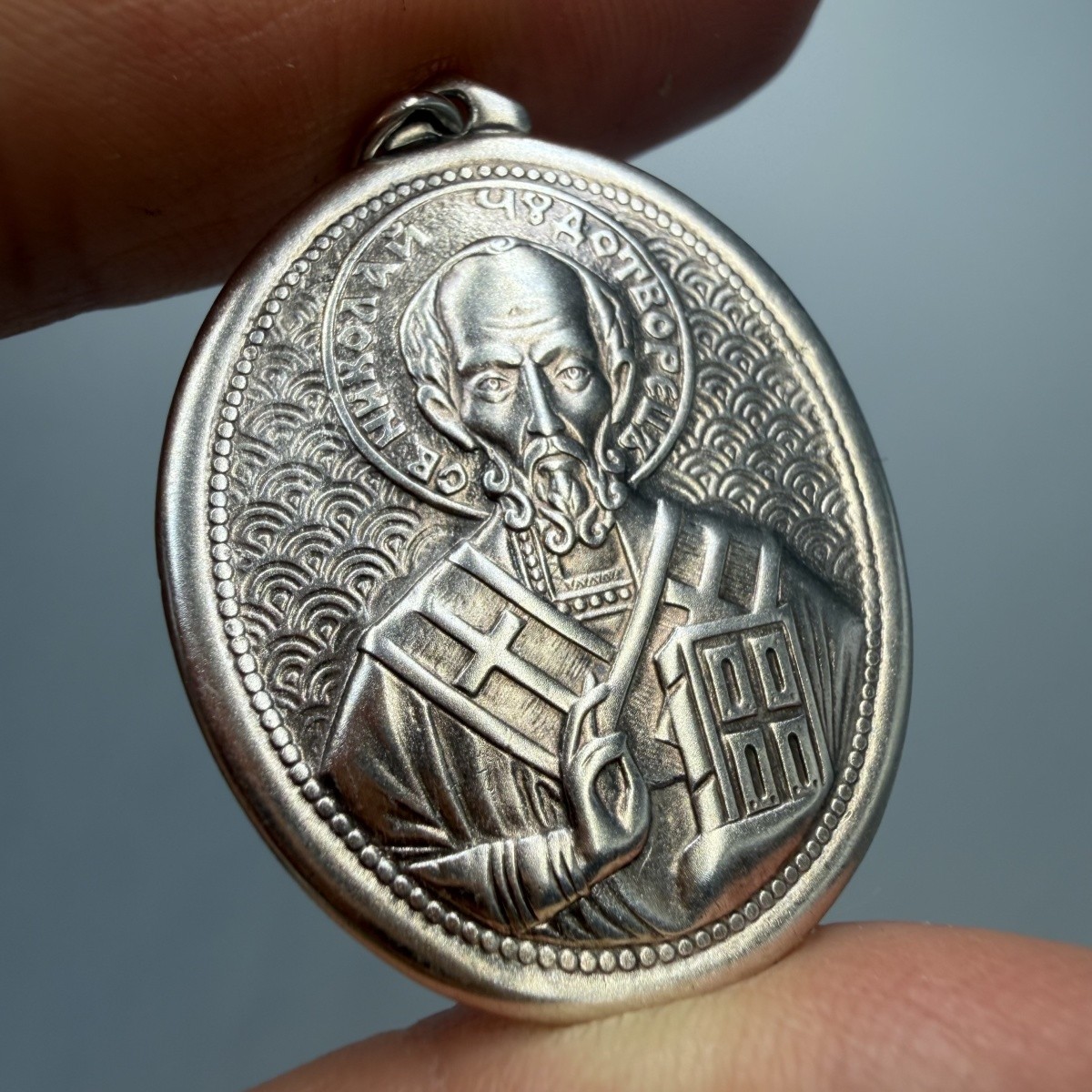 Vintage Pendant Icon Saint Nicholas the Wonderworker Sterling Silver 925 Jewelry