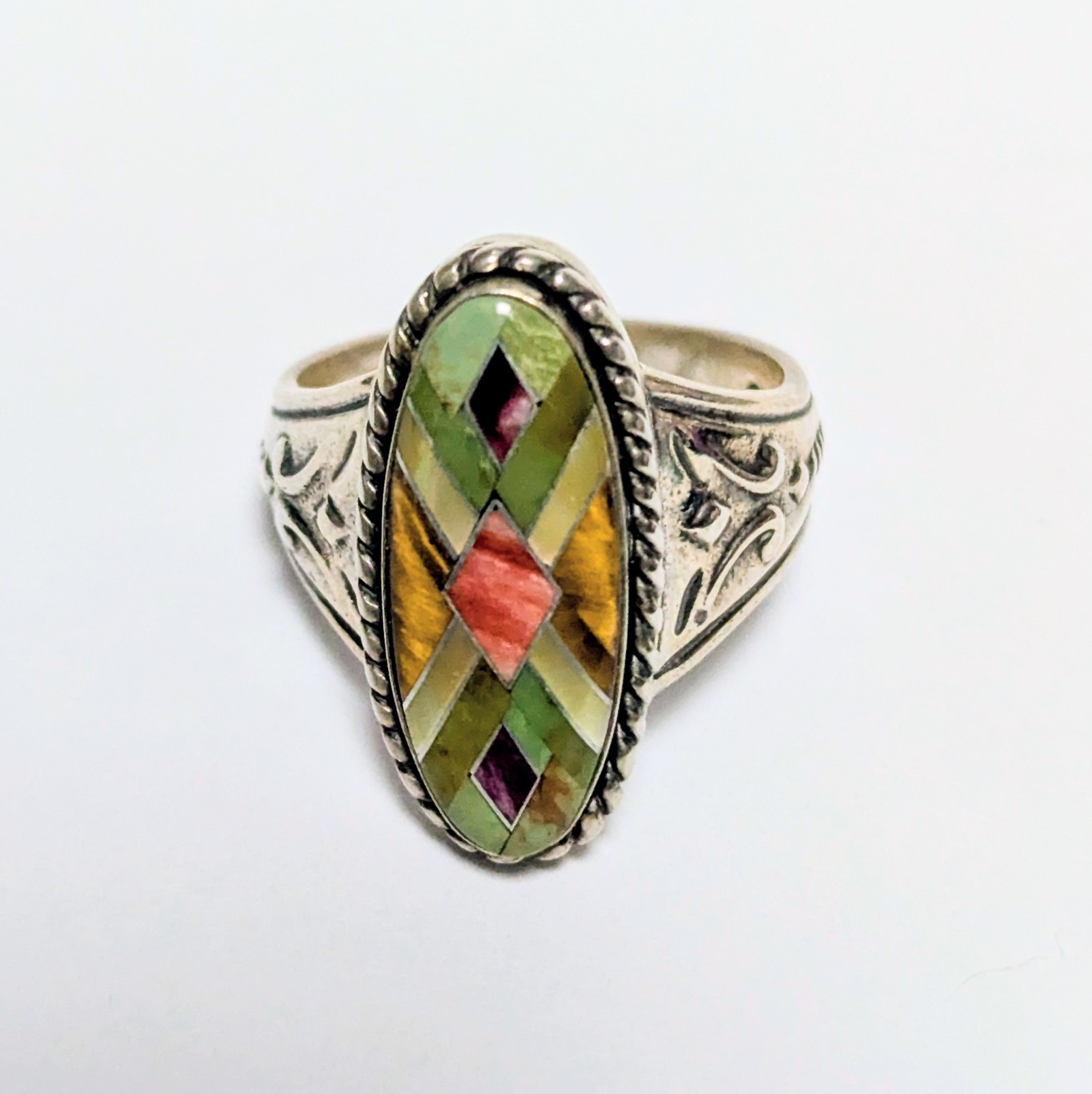 Carolyn Pollack Relios Sterling Silver Inlay Gemstone Ring 8.75