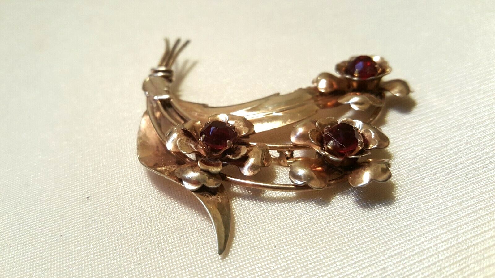 Antique 1930’s-1950’s Harry Iskin Sterling Gold Washed Flower Brooch Pin