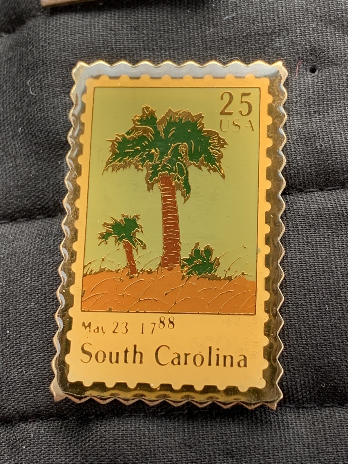 US Postage Stamp Brooch Pin South Carolina May 23 1788