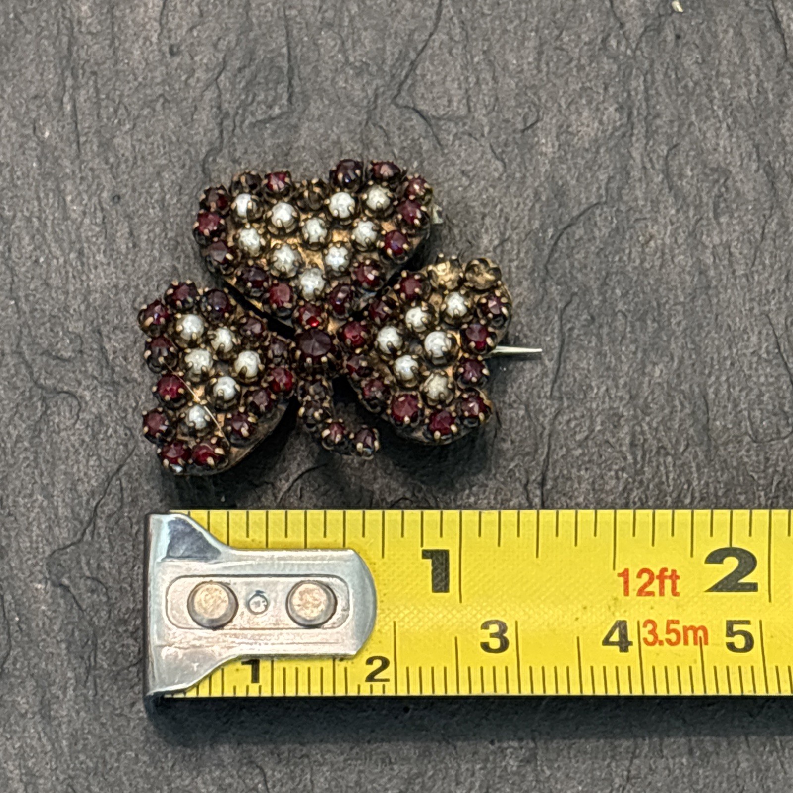 Mine Cut Bohemian Garnet Pendant Brooch Shamrock For Repair Mz