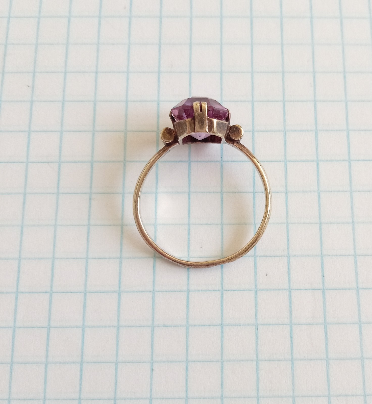 Vintage Ring Purple stone Sterling Silver 875 star USSR times Jewelry size 8.25