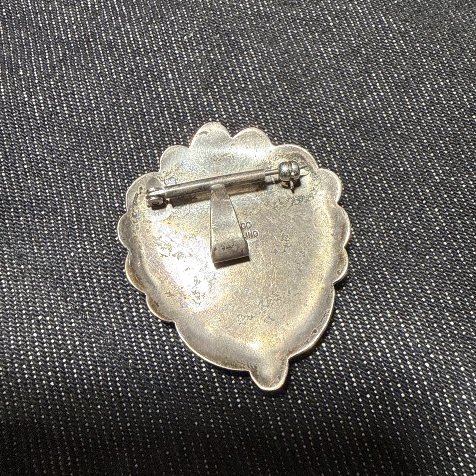 CM Gems Sterling Silver Turquoise Heart Removable Bail Pendant Brooch Spiny