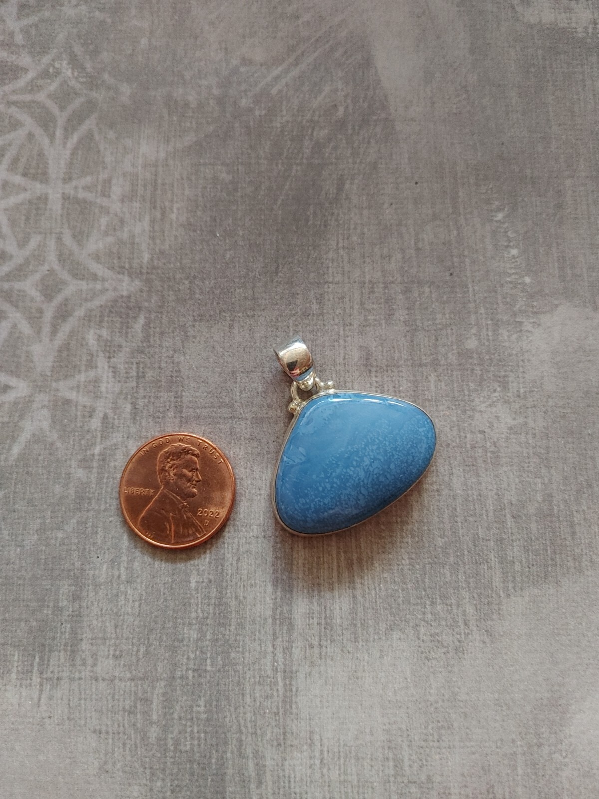 Vintage pendant blue opal sterling silver 925 teardrop